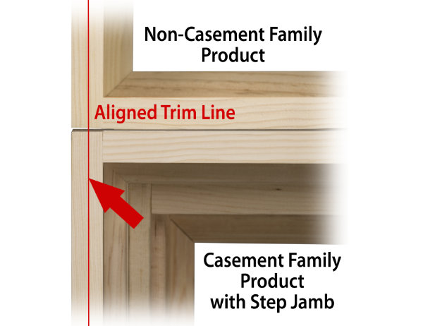 Casement Jamb with Step Jamb for trim alignment with other products